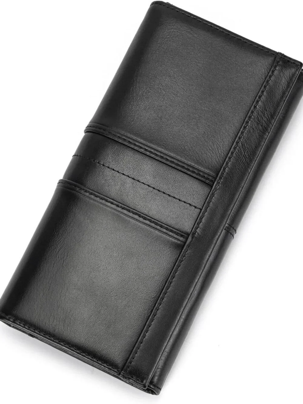 Men's Genuine Leather Bifold Wallet - Large Capacity, Zipper Coin Pocket, Card